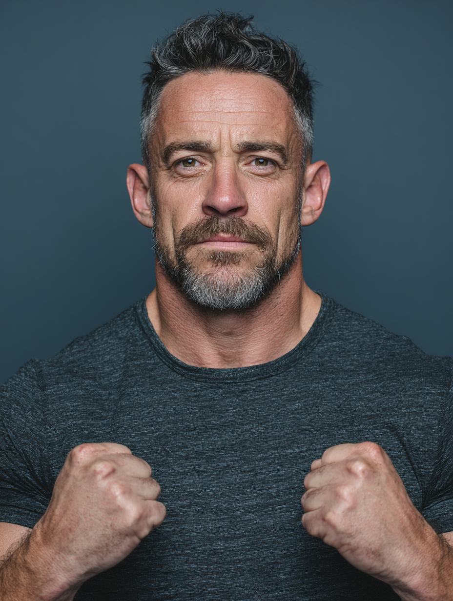 Чоловік займається загартуванням та фізичними вправами